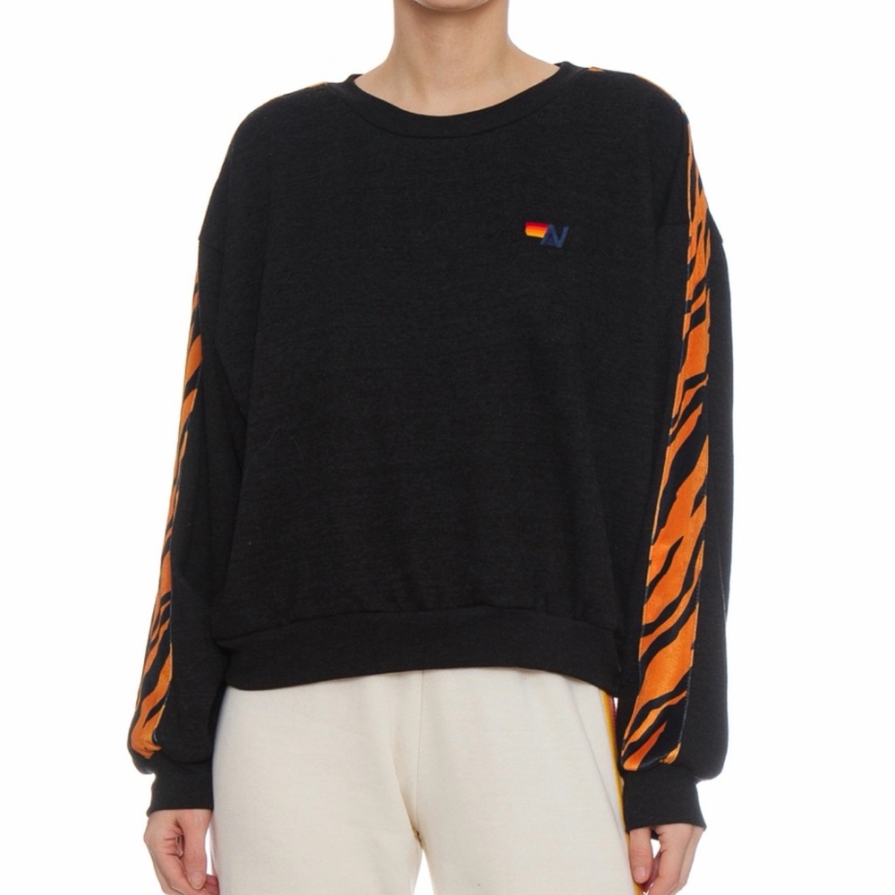 Aviator Nation Black Tiger Stripe Relaxed Fit Sweatshirt